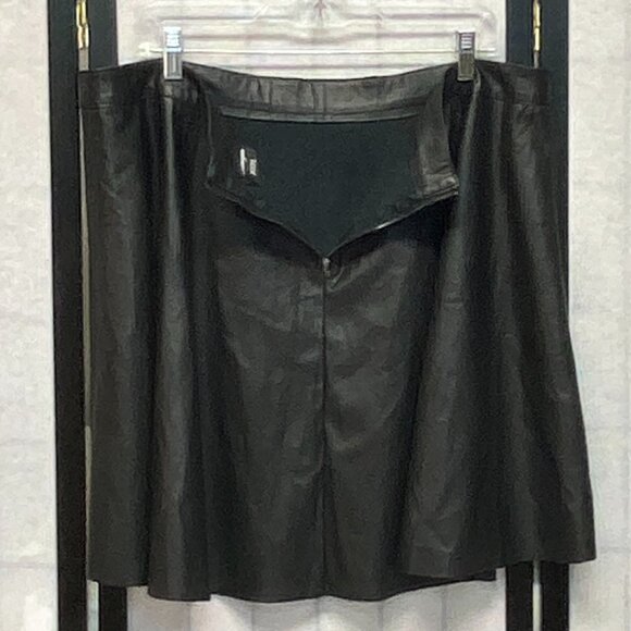 Fahsyee Black Faux Leather Skater Mini Skirt Circle Pleather Back Zip XXXL - Picture 7 of 13